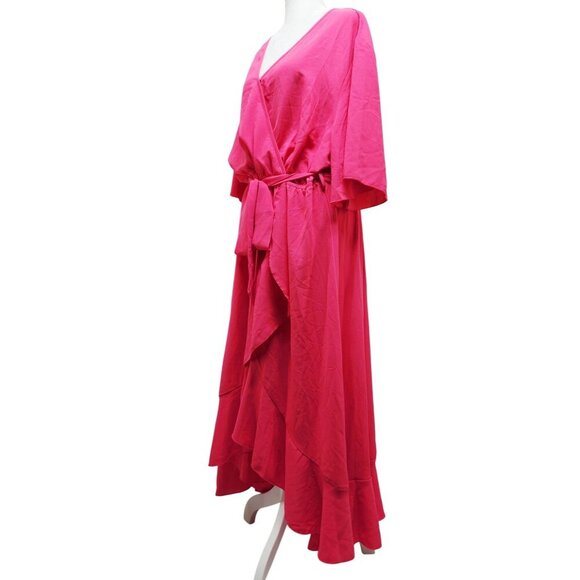 Womens SCOMCHIC Hot Pink Maxi Wrap Dress Size 4XL - Picture 5 of 6
